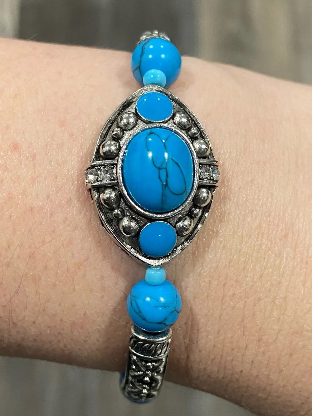 Turquoise Blue Stone Stretch Bracelet